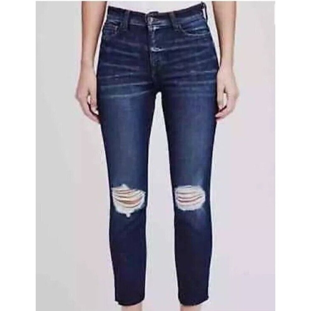 L'Agence Women's Sz 26 Abigail Slim High Rise Distressed Raw Hem Jeans USA